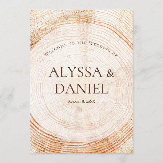 Rustikales Wedding.wood Tree Barke Custom Program Programm (Vorderseite)