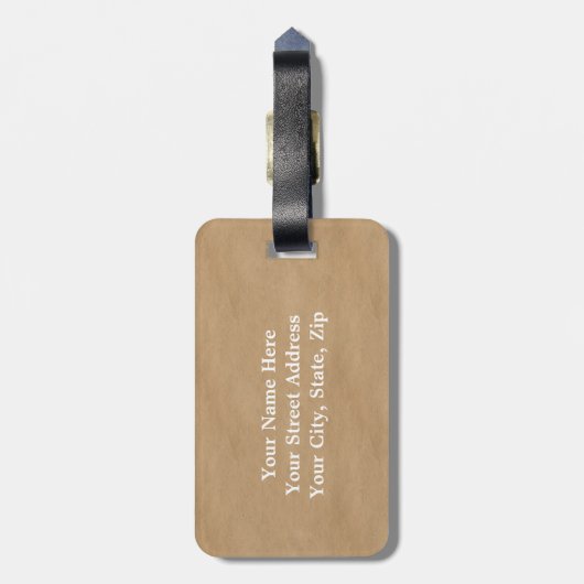 Rustikales weibliches Packpapier-weißes Gepäckanhänger (Rückseite vertikal)