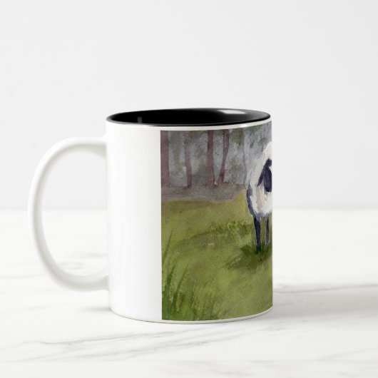 Rustikales Weideschaf Zweifarbige Tasse (Links)