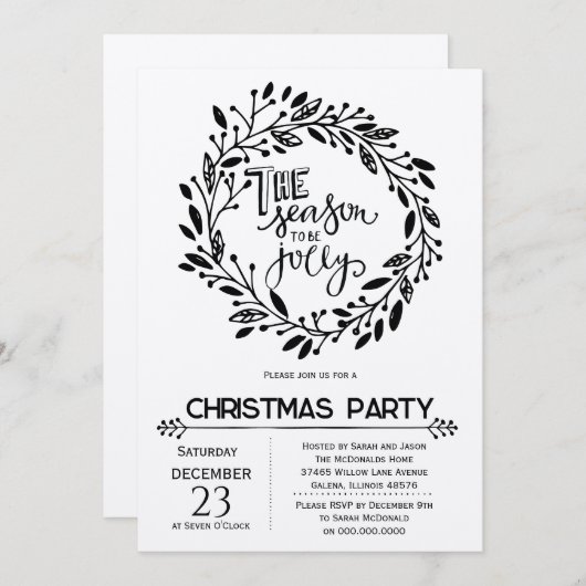 Rustikales Weihnachten Einladung (Vorne/Hinten)