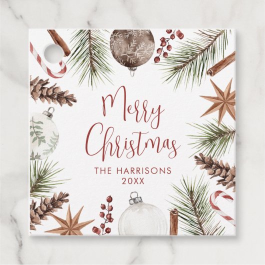 Rustikales Weihnachten Geschenkanhänger (Vorderseite)