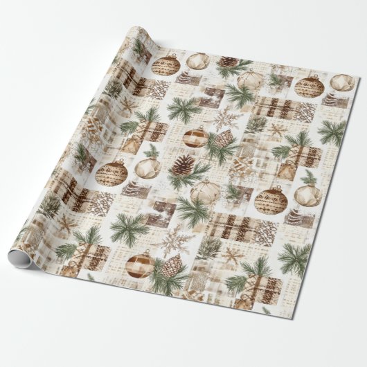 Rustikales Weihnachten Geschenkpapier (Ungerollt)