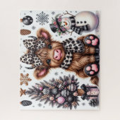 Rustikales Weihnachten Highland-Kuh Puzzle (Vertikal)