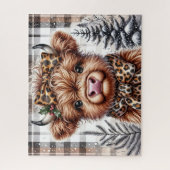 Rustikales Weihnachten Highland-Kuh Puzzle (Vertikal)