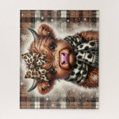 Rustikales Weihnachten Highland-Kuh Puzzle (Vertikal)
