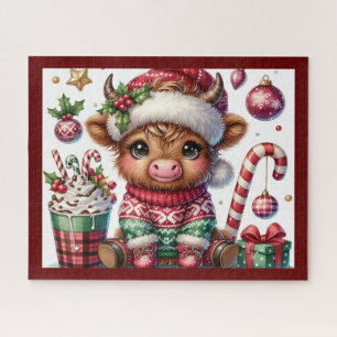 Rustikales Weihnachten Highland-Kuh Puzzle