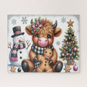 Rustikales Weihnachten Highland-Kuh Puzzle