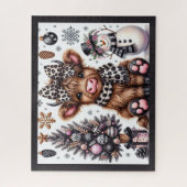Rustikales Weihnachten Highland-Kuh Puzzle (Vertikal)