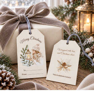 Rustikales Weihnachten im Wald Frohe Weihnachten Geschenkanhänger