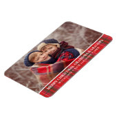 Rustikales Weihnachten Kariertes Rotes Grün Foto Magnet (Linke Seite)