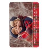 Rustikales Weihnachten Kariertes Rotes Grün Foto Magnet (Vertikal)