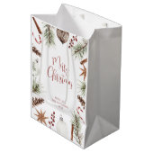 Rustikales Weihnachten Mittlere Geschenktüte (Vorderseite Schrägansicht)