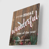 Rustikales Weihnachten Quadratische Wanduhr (Winkel)