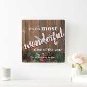 Rustikales Weihnachten Quadratische Wanduhr (Zuhause)