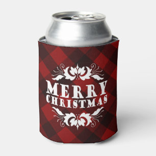 Rustikales Weihnachten rot kariert Dosenkühler