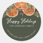 Rustikales Weihnachten Runder Aufkleber (Vorderseite)