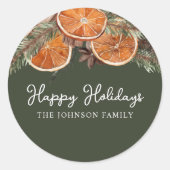 Rustikales Weihnachten Runder Aufkleber (Vorderseite)