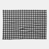 Rustikales Weihnachten Schwarz & Weiß Büffel Karo Geschirrtuch (Horizontal)