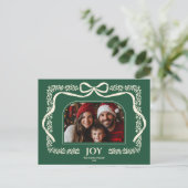 Rustikales Weihnachts-Botanisches Bow-Band-Foto Postkarte (Stehend Vorderseite)