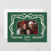 Rustikales Weihnachts-Botanisches Bow-Band-Foto Postkarte (Vorne/Hinten)