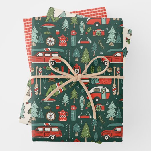 Rustikales Weihnachts-Camping Geschenkpapier Set (Beispiel)