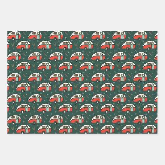 Rustikales Weihnachts-Camping Geschenkpapier Set (Vorderseite)