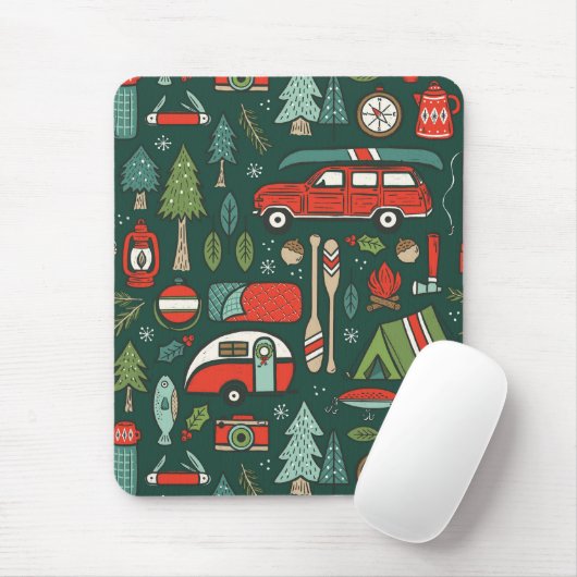 Rustikales Weihnachts-Camping Mousepad (Mit Mouse)