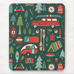 Rustikales Weihnachts-Camping Mousepad