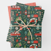 Rustikales Weihnachts-Camping und Fischen Geschenkpapier Set (Beispiel)