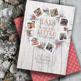 Rustikales Weihnachts-Foto & Botanischer Kranz Feiertagskarte