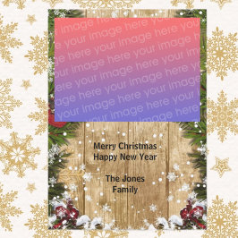 Rustikales Weihnachts-Foto Ferienkarte Feiertagskarte