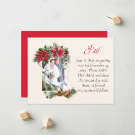 Rustikales Weihnachts-Foto Save the Date Ankündigung