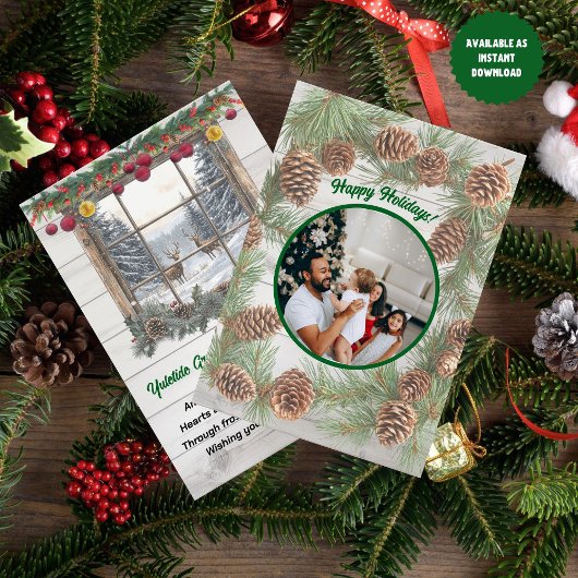 Rustikales Weihnachts-Foto Yuletide Gruß Feiertagskarte