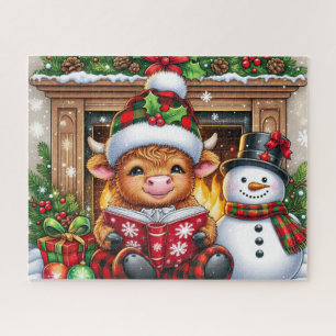 Rustikales Weihnachts-Hochlandkuh-Puzzle Puzzle