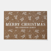 Rustikales Weihnachts Holly Berries Kunsthandwerk Fußmatte (Vorderseite)