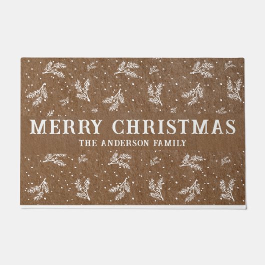 Rustikales Weihnachts Holly Berries Kunsthandwerk Fußmatte (Vorderseite)