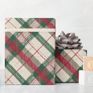 Rustikales Weihnachts-Karopapier Geschenkpapier