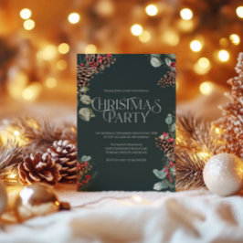 Rustikales Weihnachts-Party Einladung, Schwarzer F Feiertagskarte