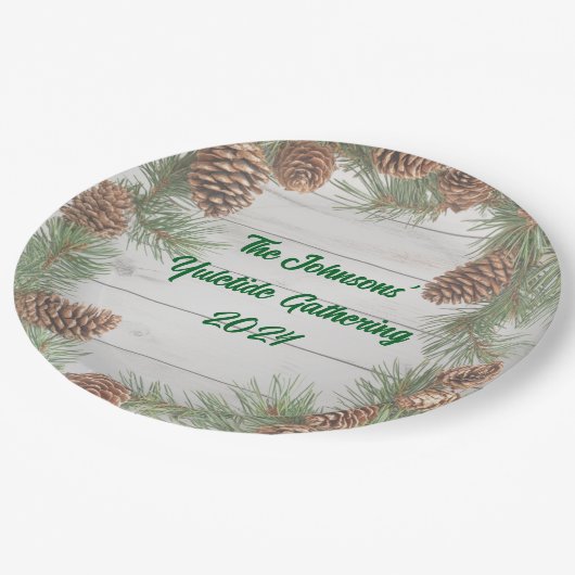 Rustikales Weihnachts-Party Pappteller (Schrägansicht)