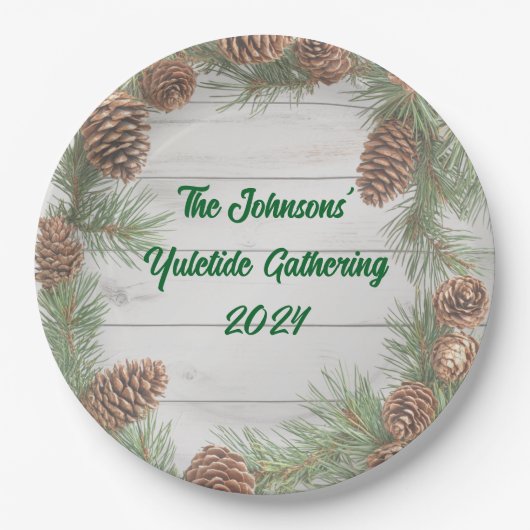 Rustikales Weihnachts-Party Pappteller (Vorderseite)