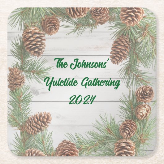 Rustikales Weihnachts-Party Rechteckiger Pappuntersetzer (Vorderseite)