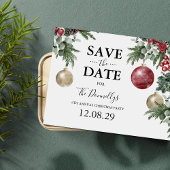 Rustikales Weihnachts-Party Save the Date Ankündigungspostkarte