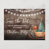 Rustikales Weihnachts-Party Save the Date Postkart Postkarte (Vorderseite)