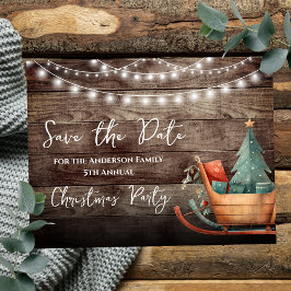 Rustikales Weihnachts-Party Save the Date Postkart Postkarte