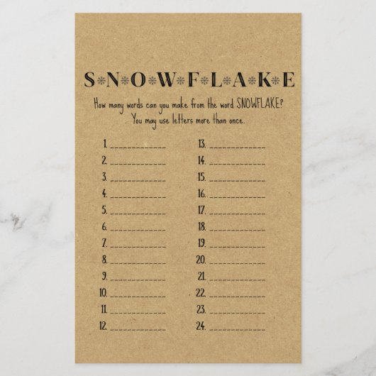 Rustikales Weihnachts-Party-Spiel DRUCKT (Vorderseite)