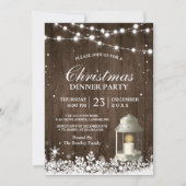 Rustikales Weihnachts-Party String Lights White La Einladung (Vorderseite)
