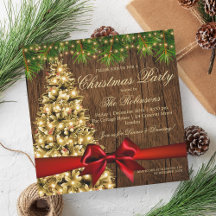 Rustikales Weihnachts-Party | Xmas Tree & Red Ribb
