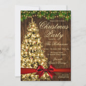 Rustikales Weihnachts-Party | Xmas Tremlicht & Rib Einladung (Vorderseite)