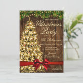 Rustikales Weihnachts-Party | Xmas Tremlicht & Rib Einladung (Stehend Vorderseite)