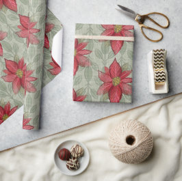 Rustikales Weihnachts-Poinsettias Wrapping Paper Geschenkpapier